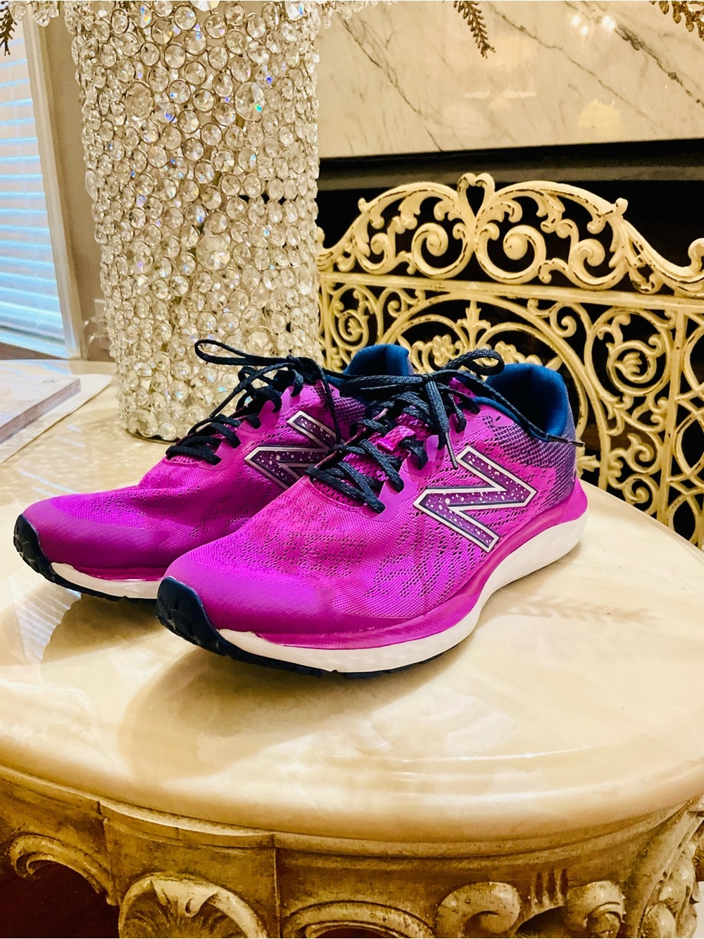 New Balance Women's Fuchsia and Navy Athletic Running Shoes